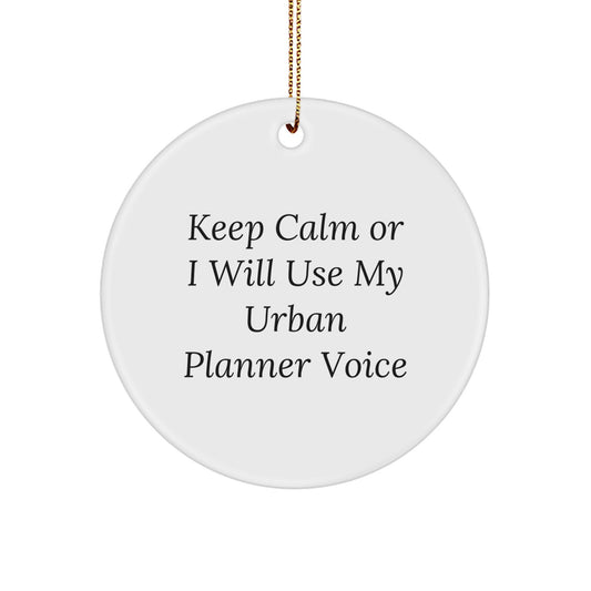 Funny Urban Planner Gifts from Friends, Unique Circle Ornament for Urban Planner, Keep Calm or I'll Use My Urban Planner Voice, Inspirational Christmas Unique Gift - Image 1
