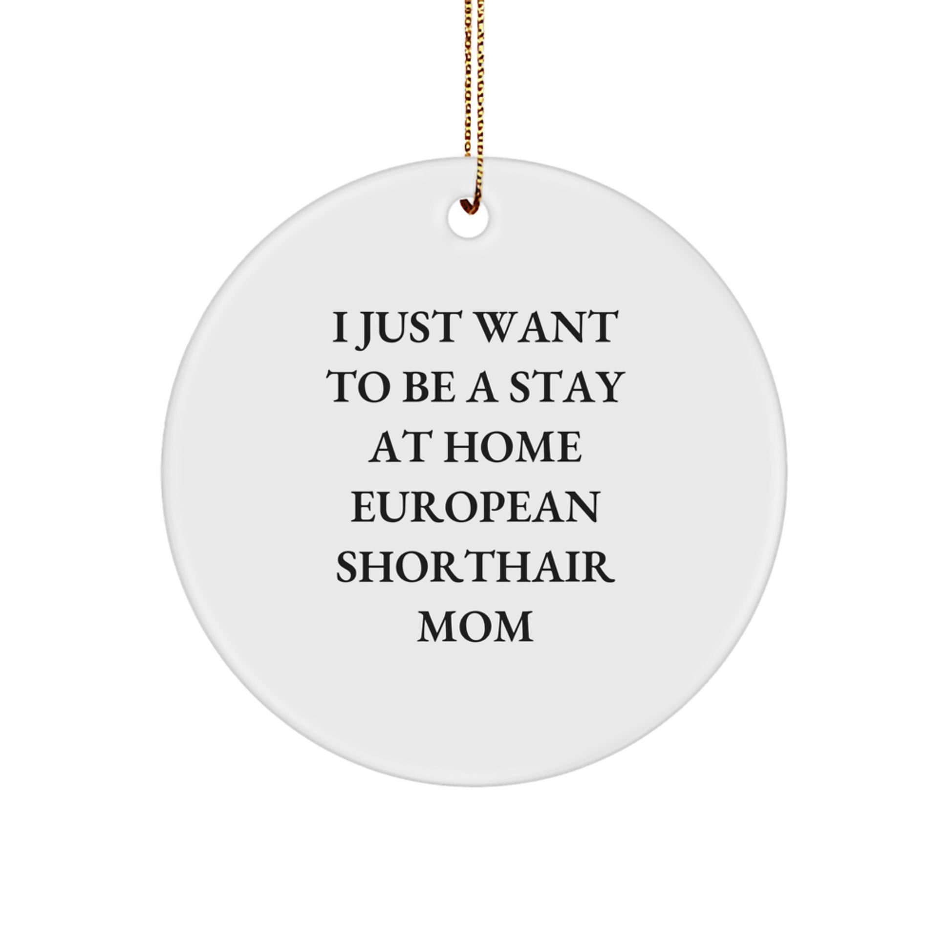 European Shorthair Cat Mom Christmas Circle Ornament, Funny Quote 'I Just Want To Be A Stay At Home European Shorthair Mom' Gifts from Family to Friends for European Shorthair Cat Lovers - Image 1