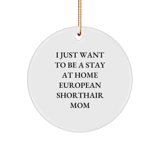 European Shorthair Cat Mom Christmas Circle Ornament, Funny Quote 'I Just Want To Be A Stay At Home European Shorthair Mom' Gifts from Family to Friends for European Shorthair Cat Lovers - Image 1