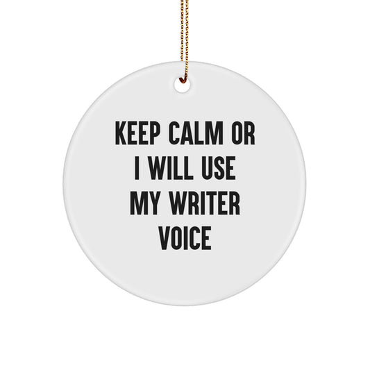 Writer's Delight Circle Ornament, Funny Quote Gifts from Friends, Christmas Unique Gifts for Writers - Image 1