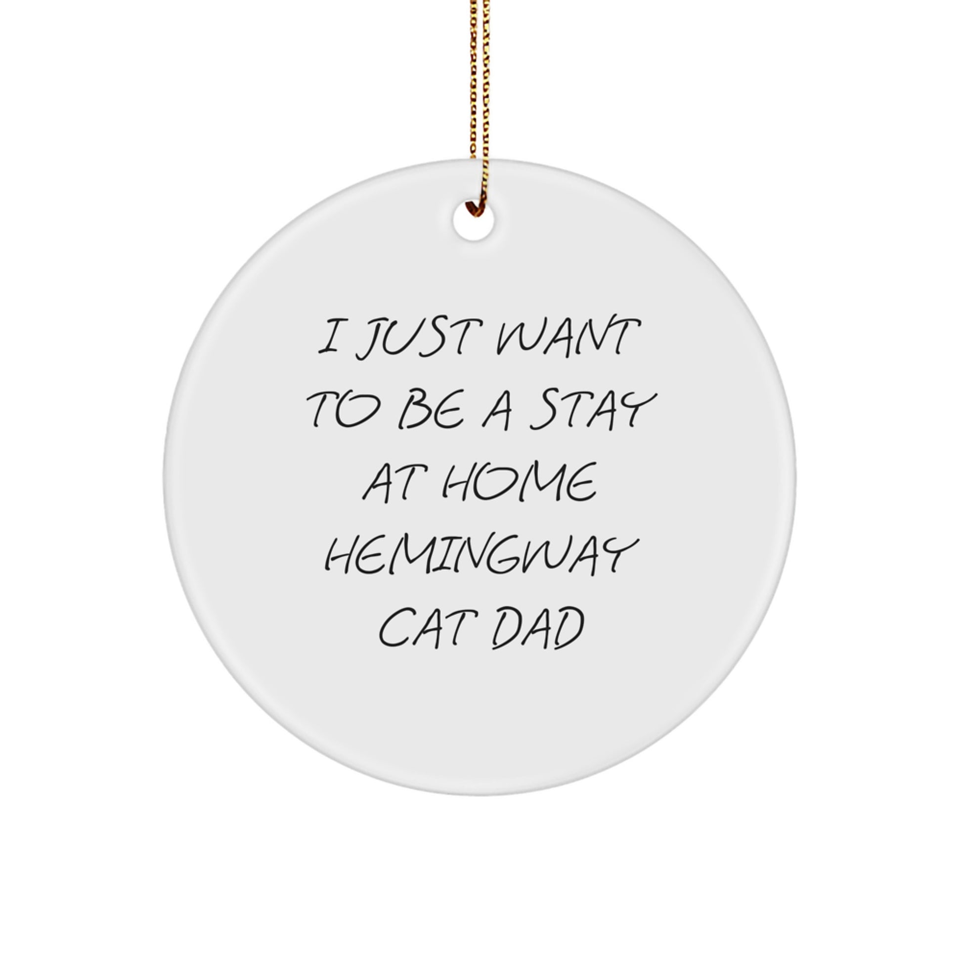 Funny Hemingway Cat Dad Gifts for Men from Friends, Circle Ornament for Christmas - Image 1