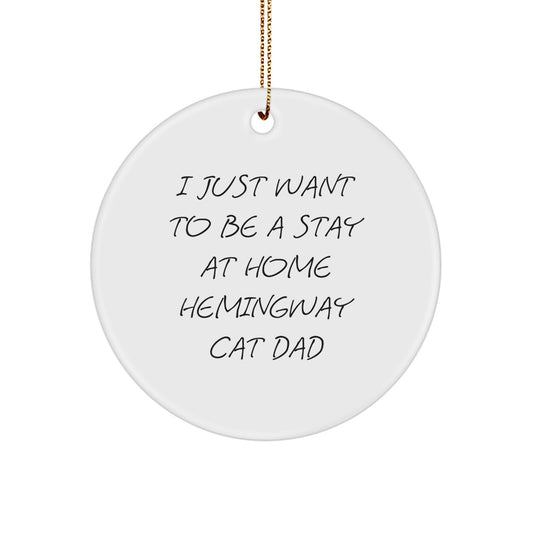 Funny Hemingway Cat Dad Gifts for Men from Friends, Circle Ornament for Christmas - Image 1