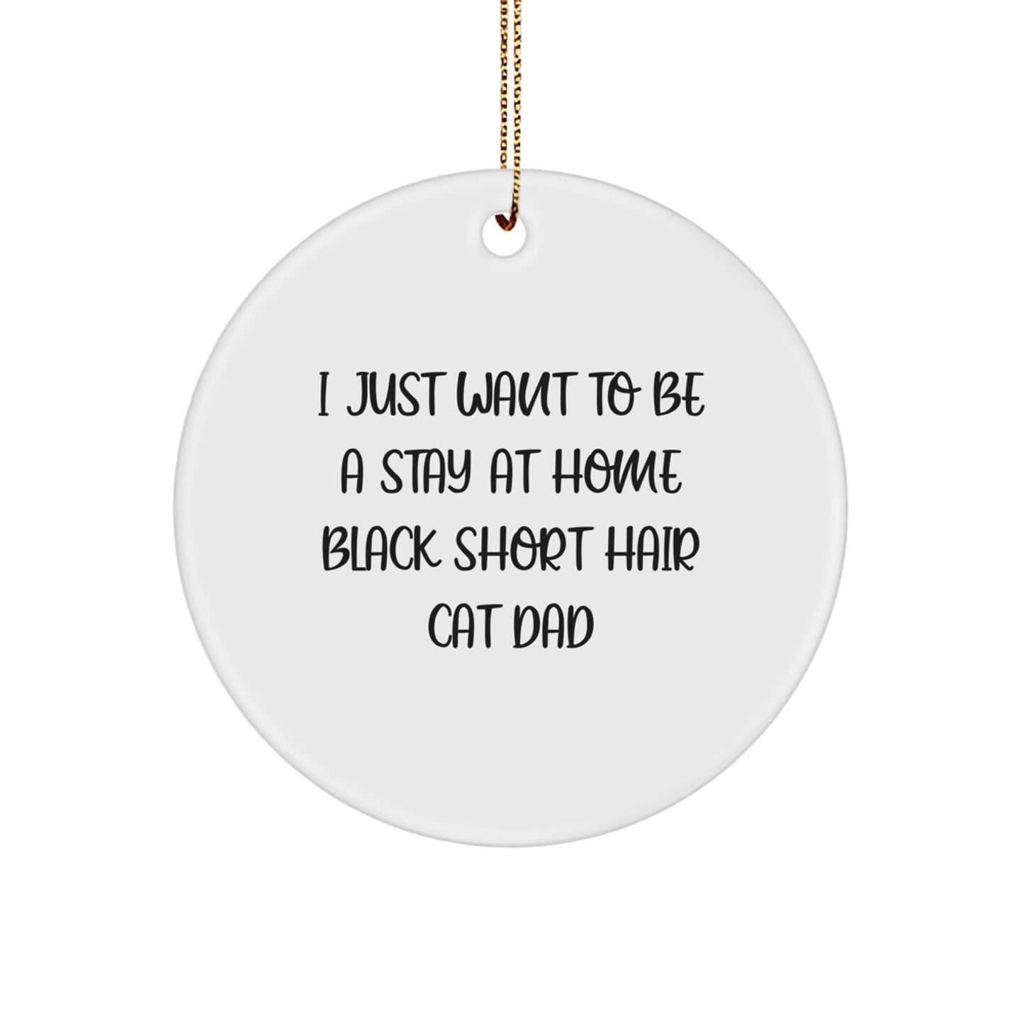 Funny Black Short Hair Cat Dad Gifts from Friends for Christmas Unique Circle Ornaments, I Just Want To Be A Stay At Home Black Short Hair Cat Dad, Best Gifts for Black Short Hair Cat Lovers - Image 1