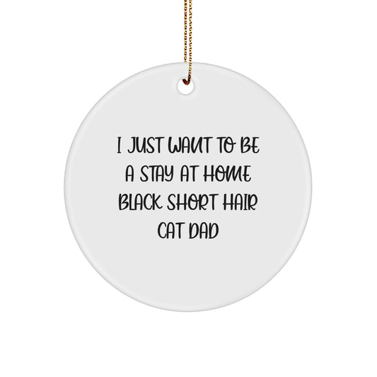 Funny Black Short Hair Cat Dad Gifts from Friends for Christmas Unique Circle Ornaments, I Just Want To Be A Stay At Home Black Short Hair Cat Dad, Best Gifts for Black Short Hair Cat Lovers - Image 1