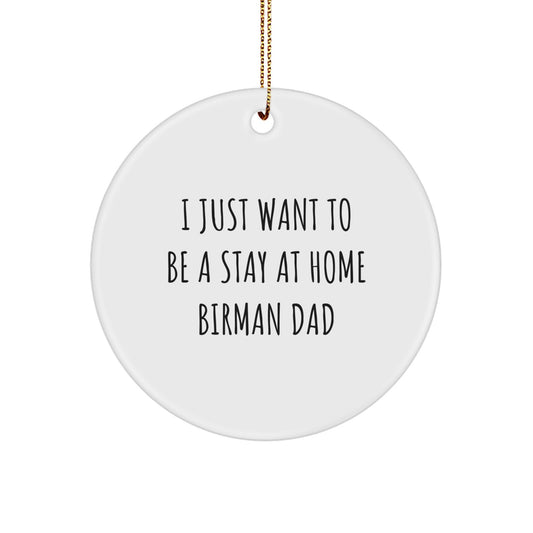 Birman Cat Lovers Gifts from Friends for Christmas Unique Circle Ornaments, I Just Want To Be A Stay At Home Birman Dad - Image 1