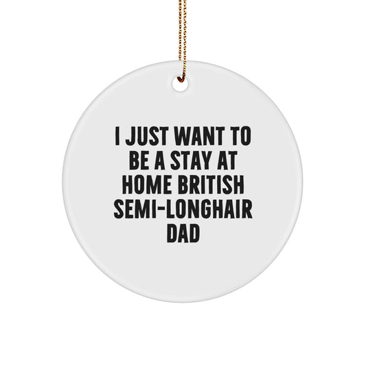 Funny British Semi-Longhair Cat Gifts from Dad, Circle Ornament, I Just Want To Be A Stay At Home British Semi-longhair Dad Christmas Unique Gifts for British Semi-Longhair Cat Lovers - Image 1