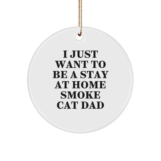 Funny Smoke Cat Gifts for Men - 'I Just Want To Be A Stay At Home Smoke Cat Dad' Circle Ornament - Christmas Unique Gifts from Friends - Image 1