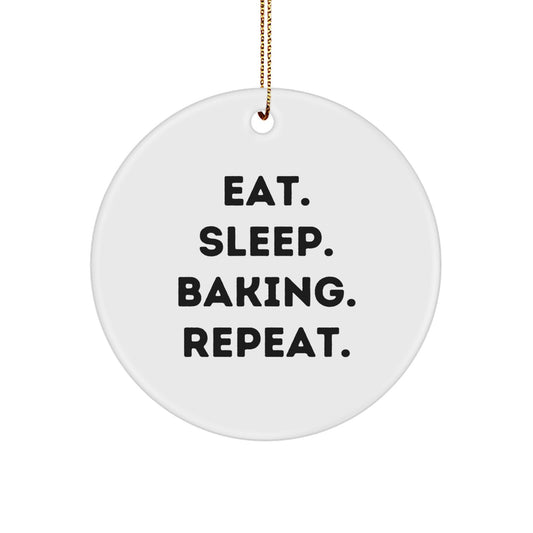 Funny Baking Gifts for Women from Men - Circle Ornament Eat Sleep Baking Repeat - Image 1