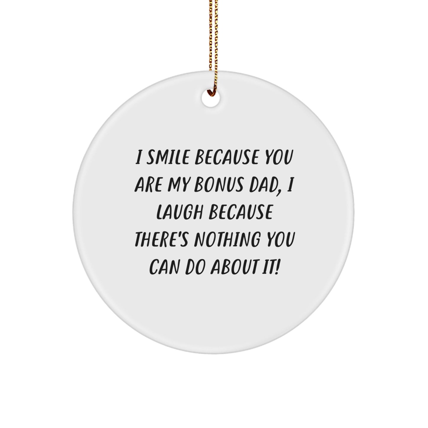 Funny Bonus Dad Gifts from Family for Christmas Unique Circle Ornament - Image 1