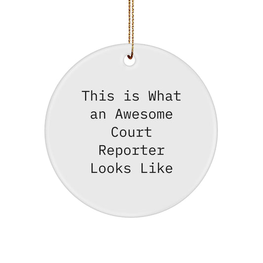 Funny Court Reporter Gifts, Unique Christmas Unique Gifts from Friends, This Is What An Awesome Court Reporter Looks Like Circle Ornament - Image 1