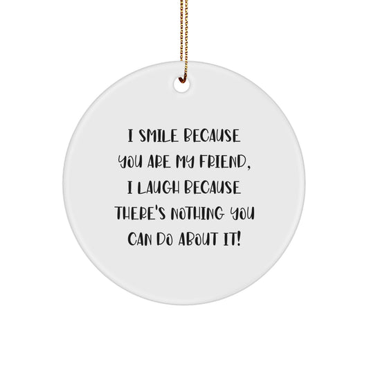 Funny Friend Circle Ornament, Gifts from Friends for Friend, 'I Smile Because You Are My Friend, I Laugh Because There's Nothing You Can Do About It!' Christmas Unique Gifts - Image 1