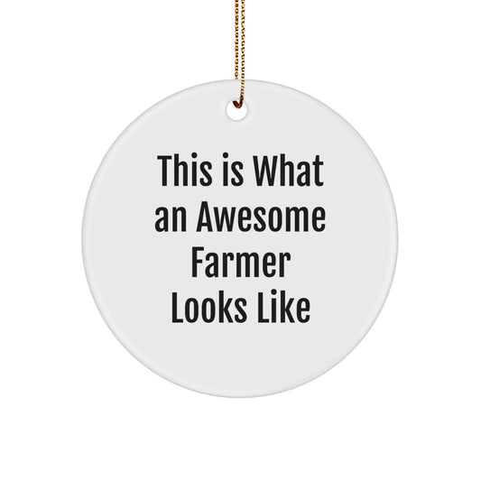 Funny Farmer Quotes Gifts for Friends and Family, Circle Ornament, White, Christmas Unique Gifts from Men to Farmers - Image 1