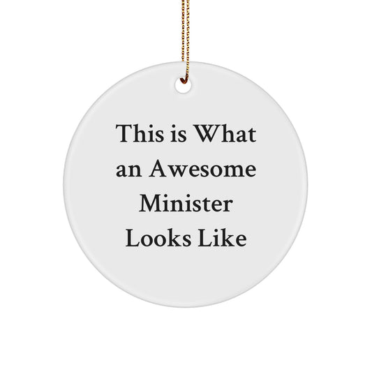 Funny Minister Gifts from Friends - This Is What An Awesome Minister Looks Like Circle Ornament for Christmas - Image 1