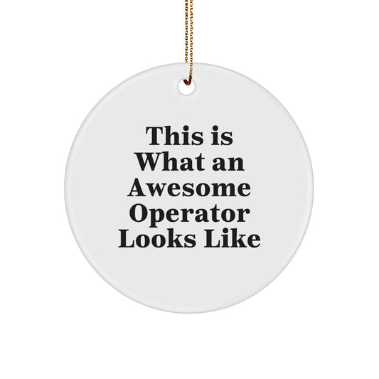 Funny Operator Gifts from Friends - This Is What An Awesome Operator Looks Like Circle Ornament, White Color, 2.75'' Tall, Perfect for Christmas - Image 1