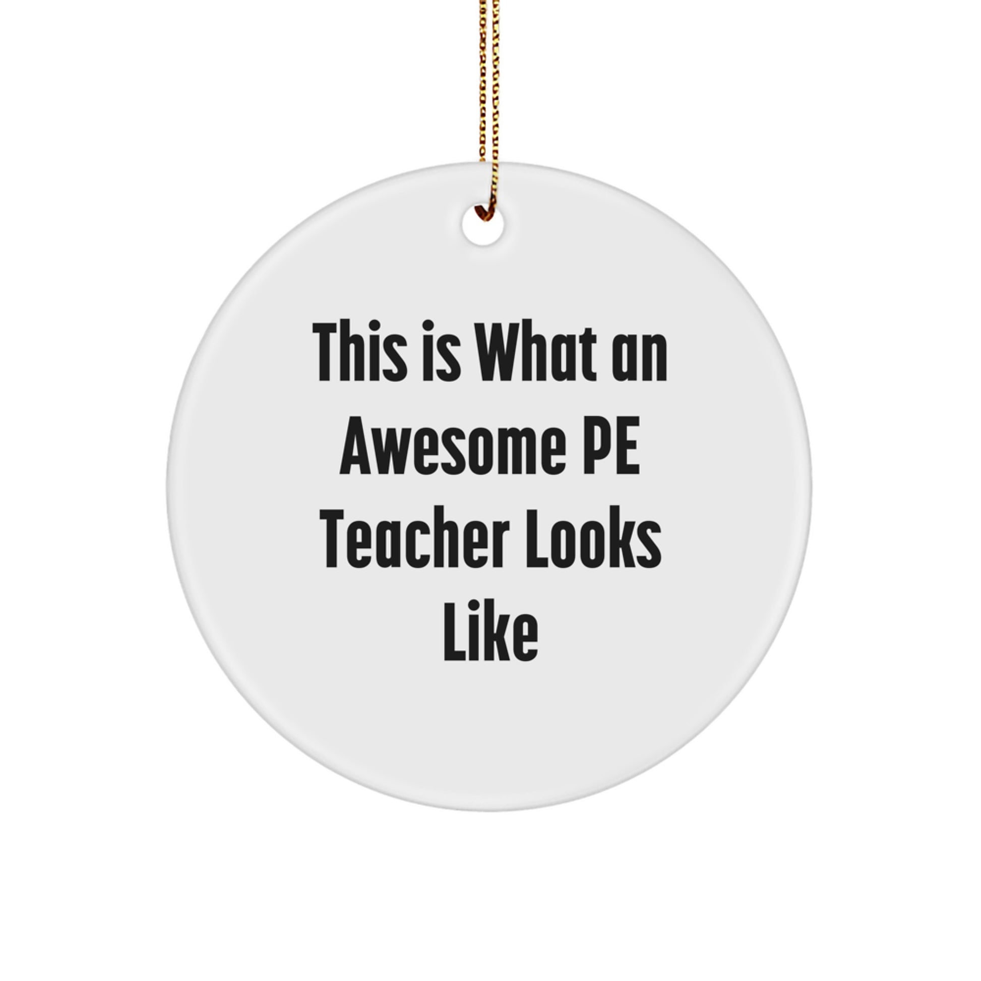 Funny PE Teacher Gifts from Men to Awesome PE Teachers at Christmas - Circle Ornament Quote - Image 1