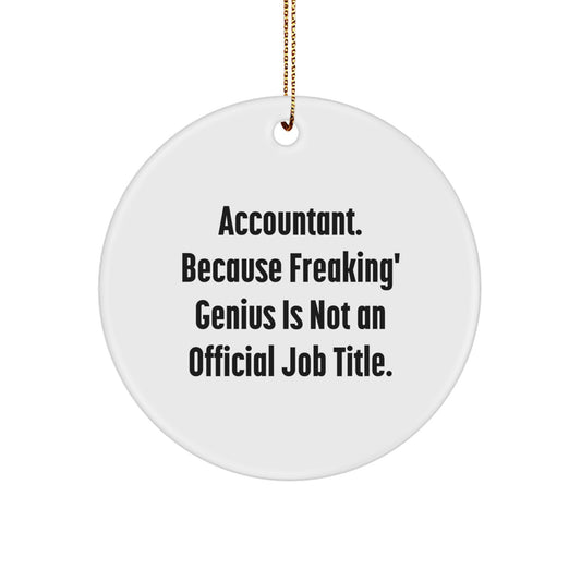 Funny Accountant Gifts, Christmas Unique Decorations, 'Accountant. Because Freaking' genius Is Not An Official Job Title.' Circle Ornament Gifts from Men to Accountant Friends - Image 1