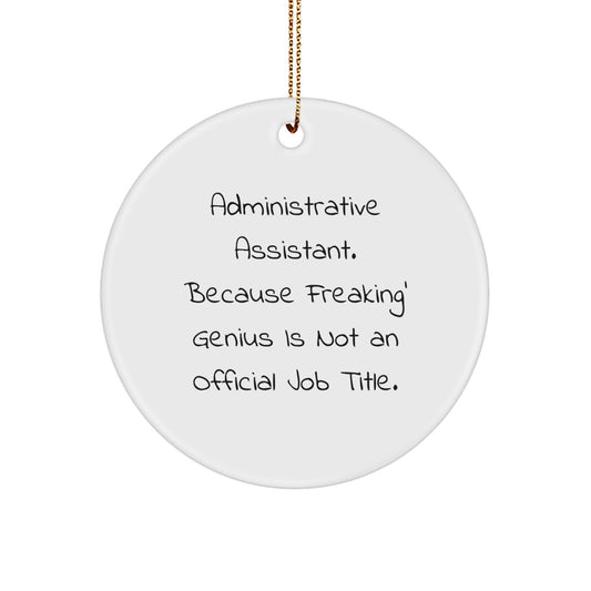 Funny Admin Gifts from Friends - Inspirational Circle Ornament for Administrative Assistant, Humorous Quote, Christmas Unique Gifts for Women or Men - Image 1