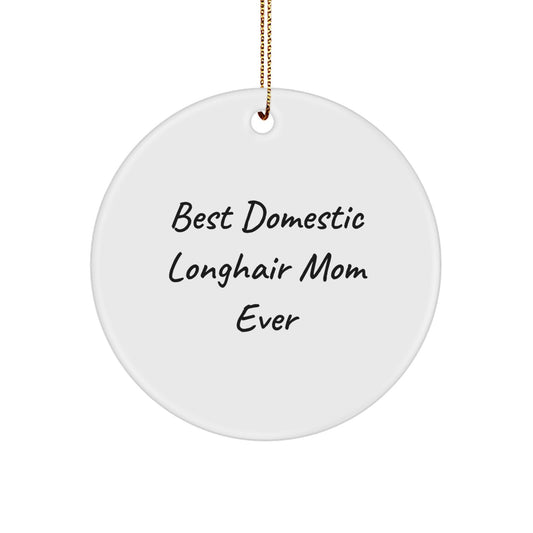Domestic Longhair Cat Mom Gifts from Family, Circle Ornament for Best Domestic Longhair Mom Ever, Funny Christmas Unique Gifts for Her - Image 1