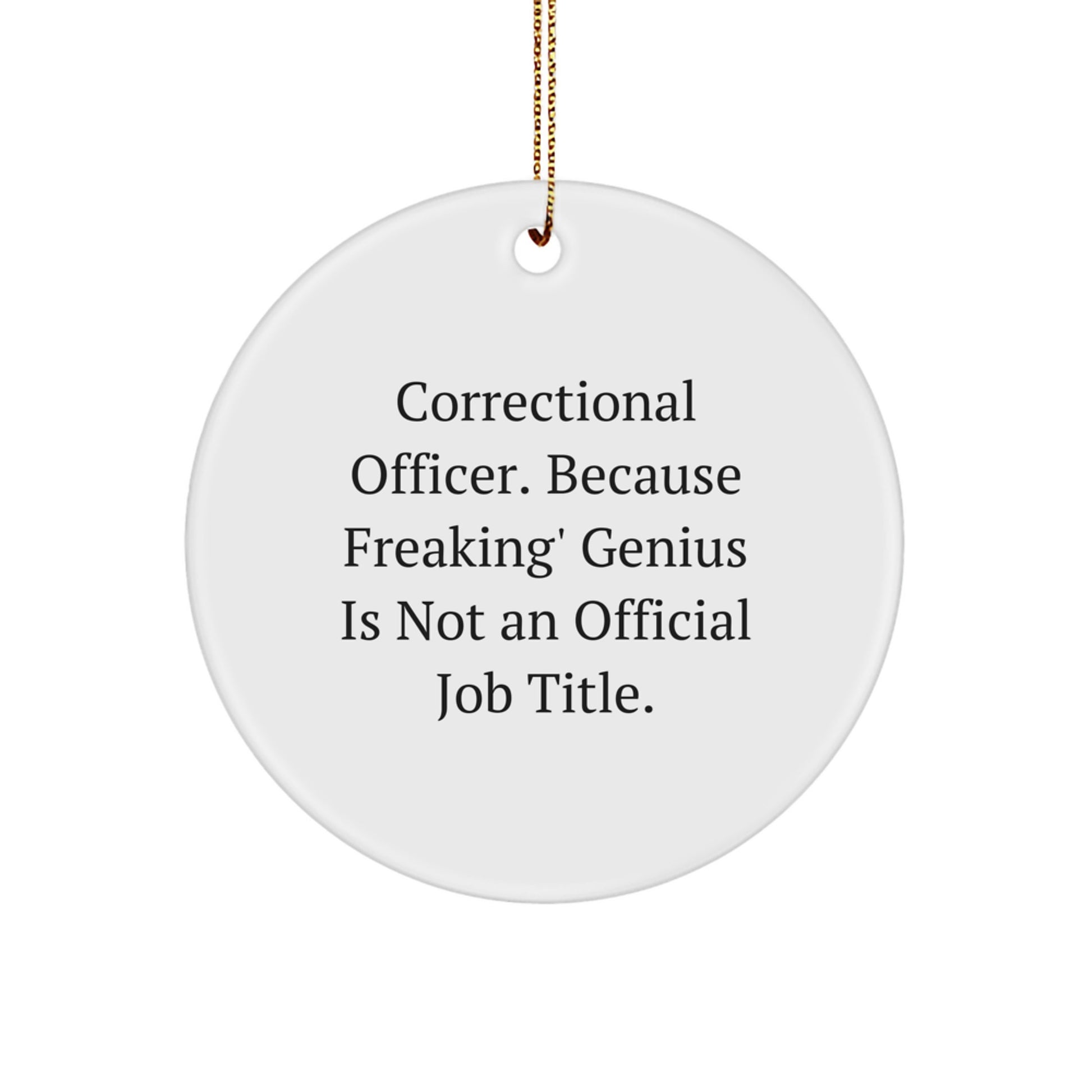 Correctional Officer Gifts, Funny Circle Ornament, 'Freaking' genius Is Not An Official Job Title., Gifts from Friends for Christmas Unique Personalized Presents - Image 1