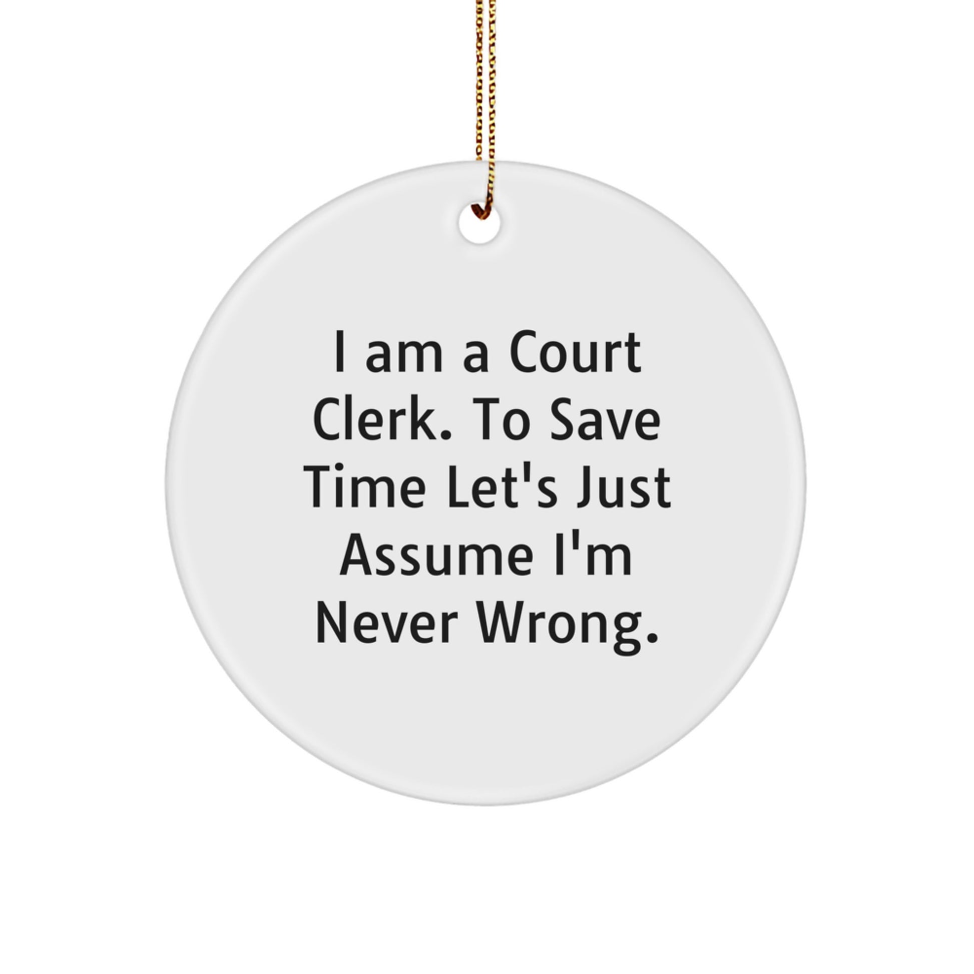 Court Clerk Keepsake Christmas Ornament for Him Gift - Image 1