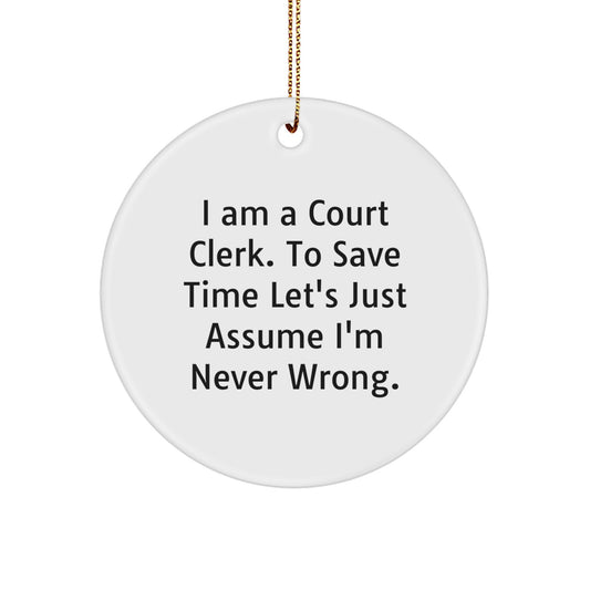 Court Clerk Keepsake Christmas Ornament for Him Gift - Image 1
