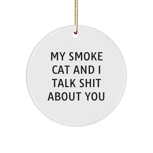 Funny Smoke Cat Gifts from Friends Circle Ornament for Christmas Unique Presents - Image 1