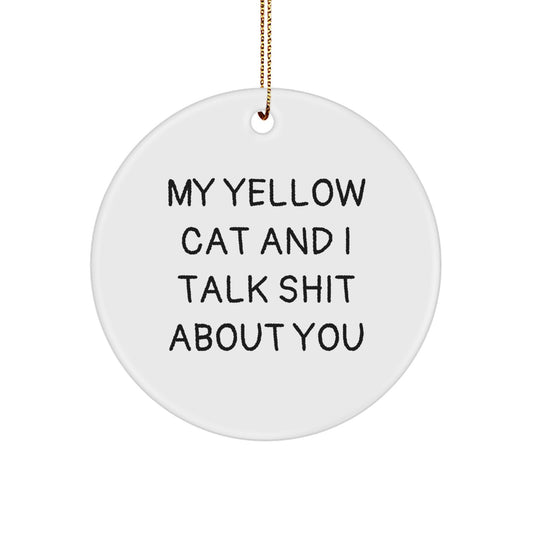 Funny Yellow Cat Circle Ornament, Gifts from Friends, Family, or Men to Yellow Cat Lovers for Christmas Unique Gifts - Image 1