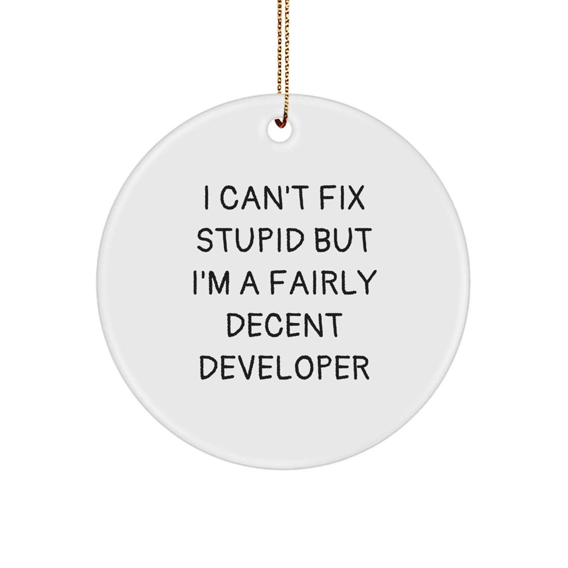 Funny Developer Christmas Unique Gifts from Friends, Unique Circle Ornament for Men, Women, Coworkers, Family - I 'm A Fairly Decent Dev - Image 1