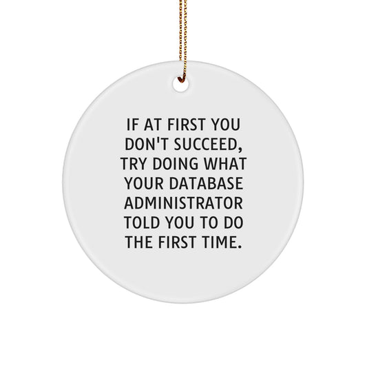 Funny Database Administrator Gifts for Christmas, Inspirational Circle Ornament with Quote, Gifts from Friends for Coworkers - Image 1