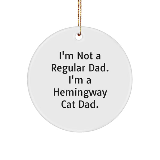 Hemingway Cat Dad Gifts from Men - Funny Circle Ornament for Christmas Unique Gifts for Hemingway Cat Enthusiasts - Image 1