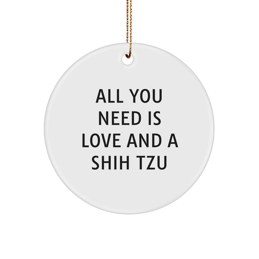 Funny Shih Tzu Dog Christmas Unique Gifts for Men Women Friends Family with Love Quote Circle Ornament - Image 1