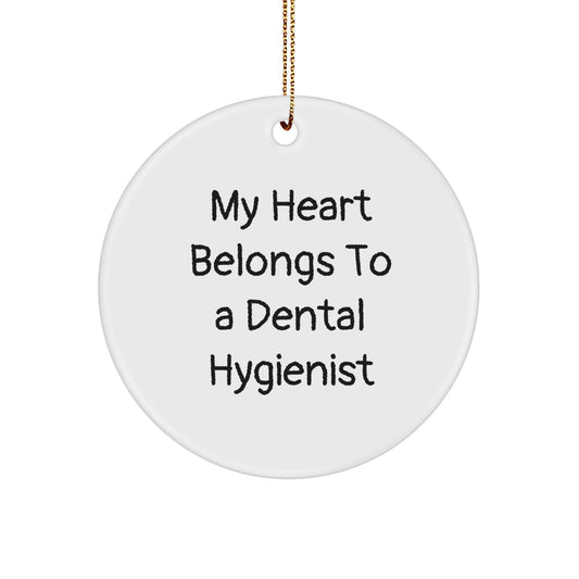 Funny Dental Hygienist Gifts from Men to Women Christmas Unique Ornaments, My Heart Belongs To A 'Dental Hygienist' Circle Ornament, Personalized Dental Hygienist Christmas Unique Gifts - Image 1
