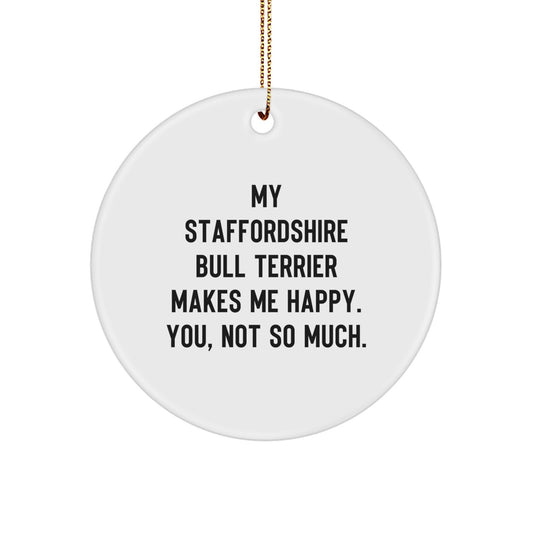 Funny Staffordshire Bull Terrier Dog Gifts for Men from Friends, Circle Ornament for Christmas Unique Gifts, Staffordshire Bull Terrier Dog Lover - Image 1