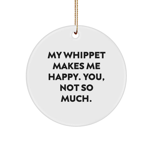 Funny Whippet Dog Lover Gifts for Men from Friends, Whippet Dog Circle Ornament, Christmas Unique Presents for Whippet Dog Owners - Image 1