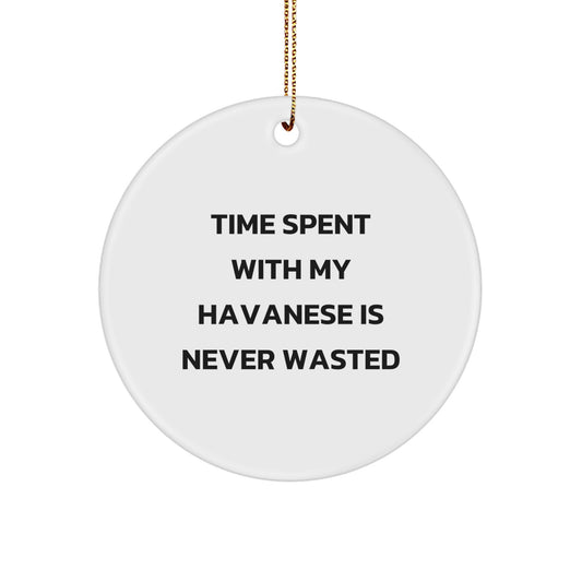 Funny Havanese Dog Christmas Unique Gifts from Friends for Family Circle Ornament White - Image 1