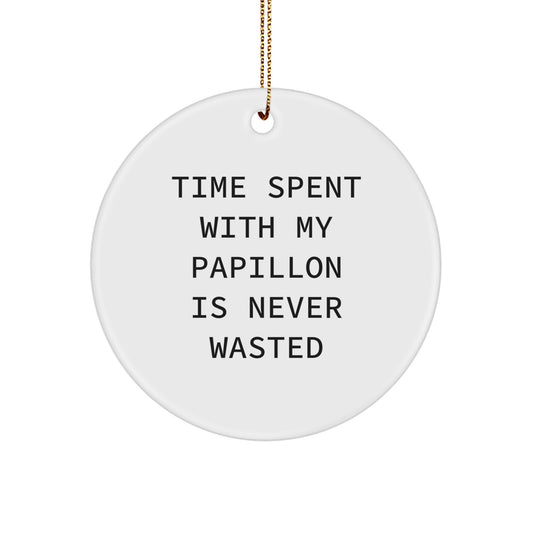 Papillon Dog Lover Christmas Unique Gifts from Friends for Family Members, Inspirational Circle Ornament - Image 1