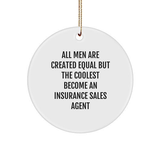 Funny Quote Circle Ornament Gifts for Insurance Sales Agent Men - Unique Christmas Ornaments for Coworkers and Friends - Image 1