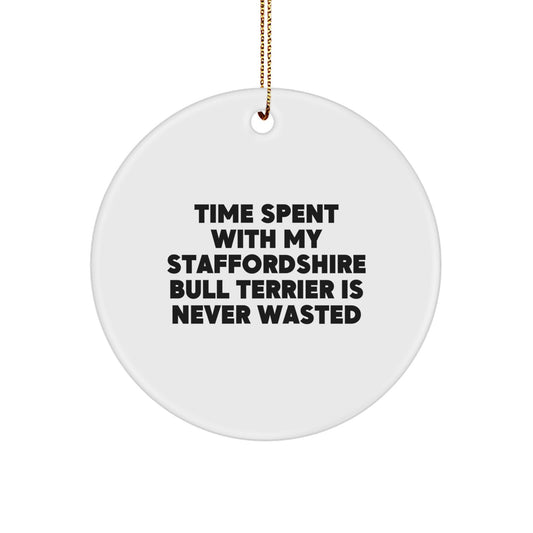 Funny Staffordshire Bull Terrier Dog Gifts from Friends, Gifts for Staffordshire Bull Terrier Dog Lovers, Christmas Unique Circle Ornament - Image 1