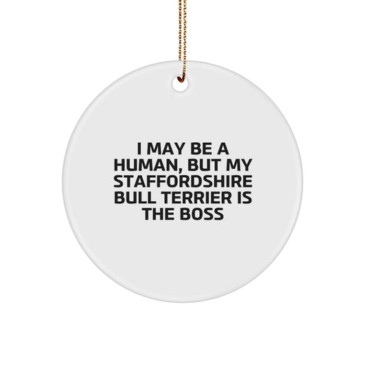 Staffordshire Bull Terrier Dog Lover Christmas Circle Ornament Funny Quote Gifts from Family Friends Coworkers to Staffordshire Bull Terrier Dog Enthusiasts - Image 1