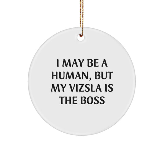 Vizsla Dog Lover Gifts from Friends, Funny Vizsla Dog Christmas Unique Gifts for Men, Women, Family, Circle Ornament - Image 1