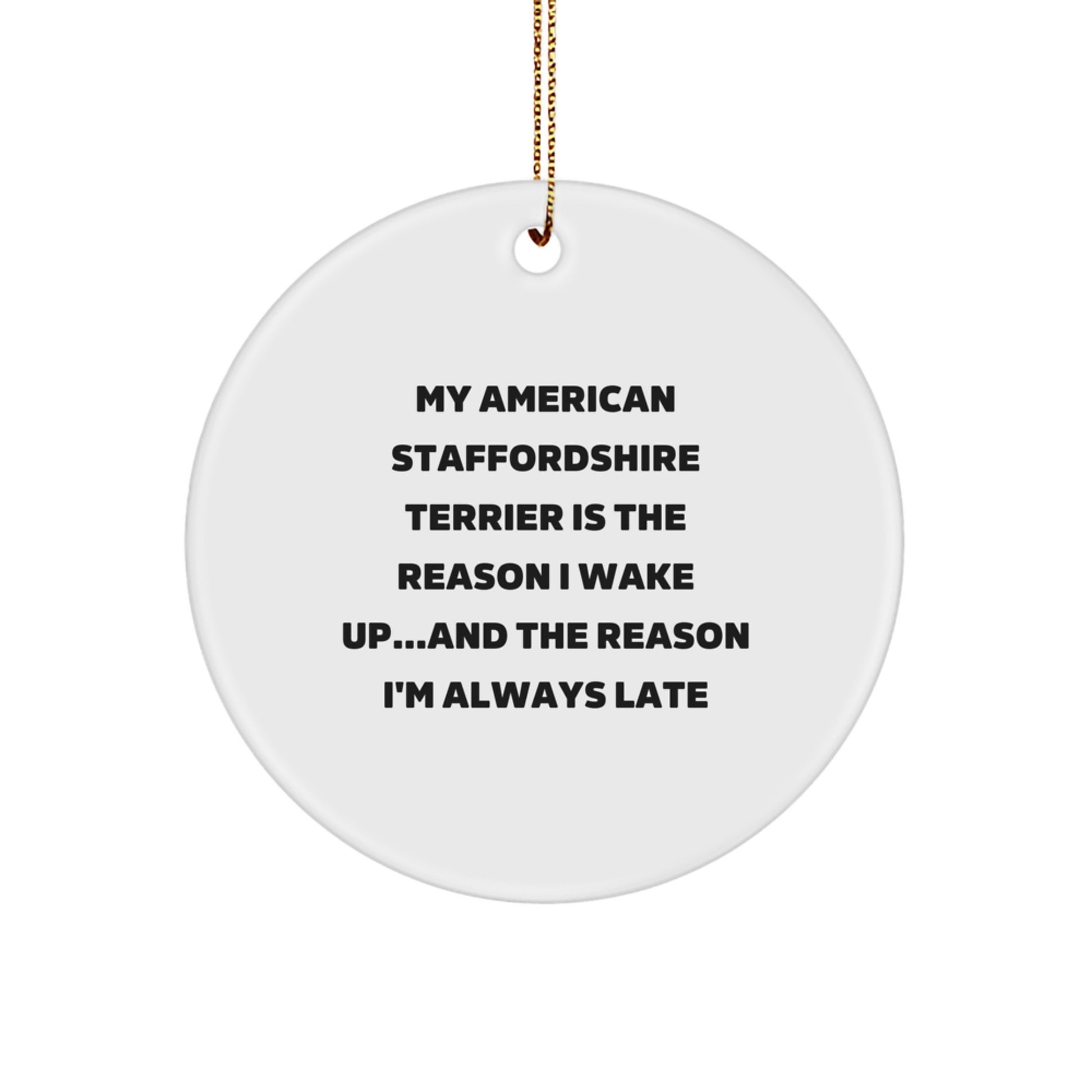 Funny American Staffordshire Terrier Dog Circle Ornaments Gifts for Men from Friends with Christmas Unique Gifts - Image 1