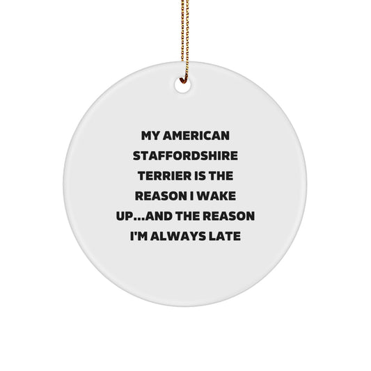 Funny American Staffordshire Terrier Dog Circle Ornaments Gifts for Men from Friends with Christmas Unique Gifts - Image 1