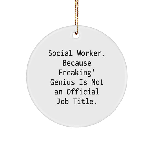 Unique Social Worker Gifts from Friends - Circle Ornament with Funny Quote - Christmas Unique - Image 1