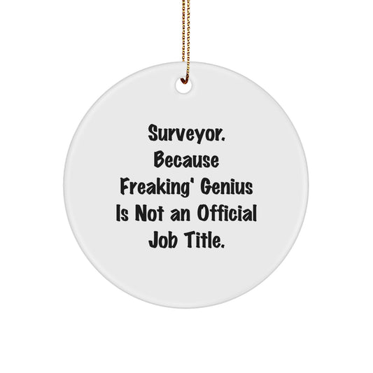 Funny Surveyor Gifts, Circle Ornament for genius Surveyors, Gifts from Men to Family, Unique Christmas Decorations, Surveyor Quote Inspired Circle Ornament - Image 1