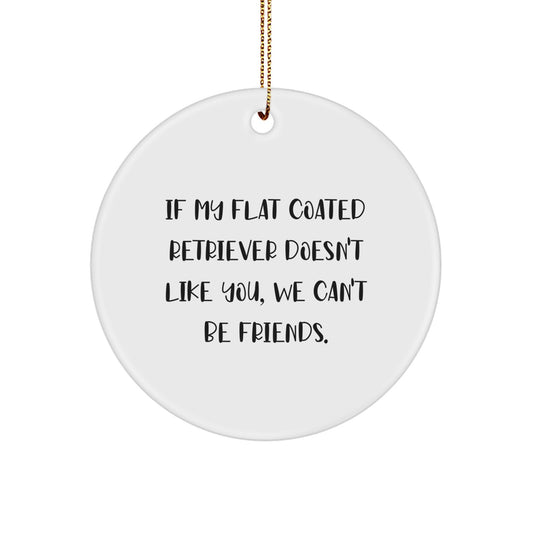 Funny Flat Coated Retriever Dog Gifts - If My Flat Coated Retriever Doesn't Like You, We Can't Be Friends. Circle Ornament, Unique Christmas Unique Gifts for Men, Women, or Friends from Family - Image 1
