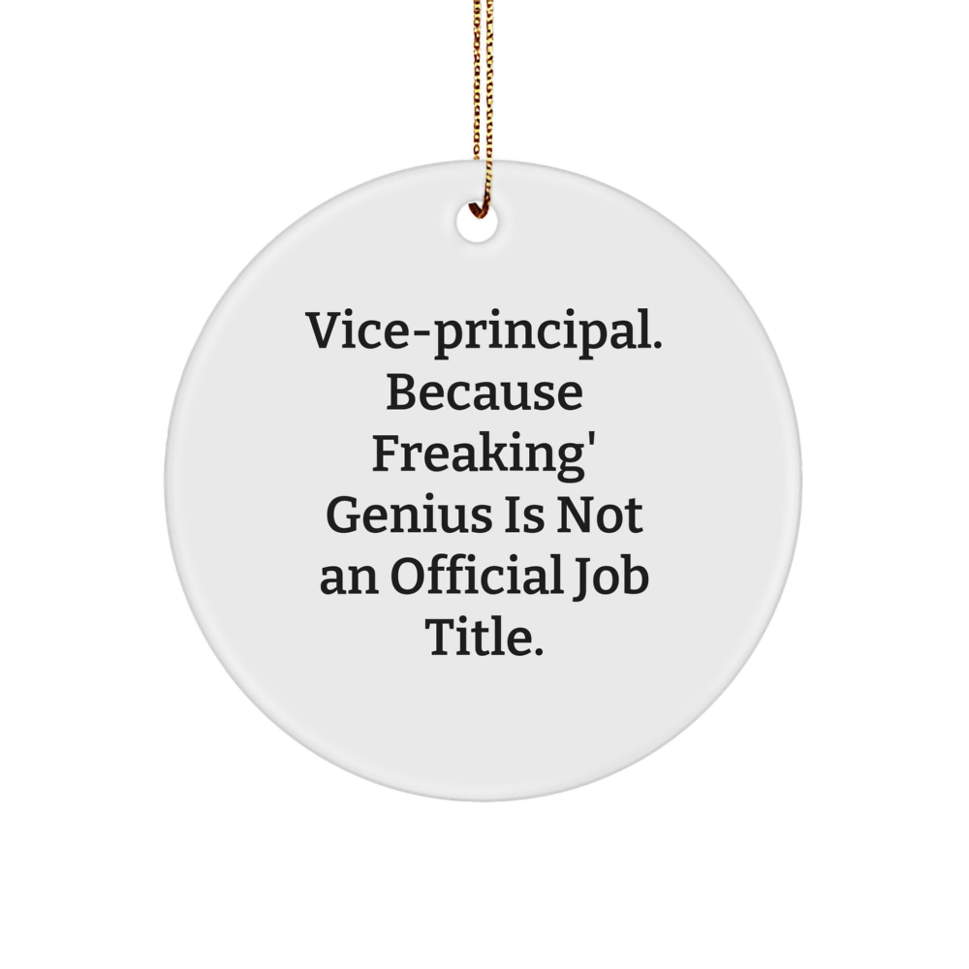 Funny Vice-principal Gifts for Men, Christmas Unique Circle Ornament with 'Vice-principal. Because Freaking' genius Is Not An Official Job Title.' Quote, Great for Vice-principal Coworkers or Friends - Image 1