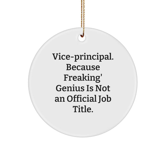 Funny Vice-principal Gifts for Men, Christmas Unique Circle Ornament with 'Vice-principal. Because Freaking' genius Is Not An Official Job Title.' Quote, Great for Vice-principal Coworkers or Friends - Image 1