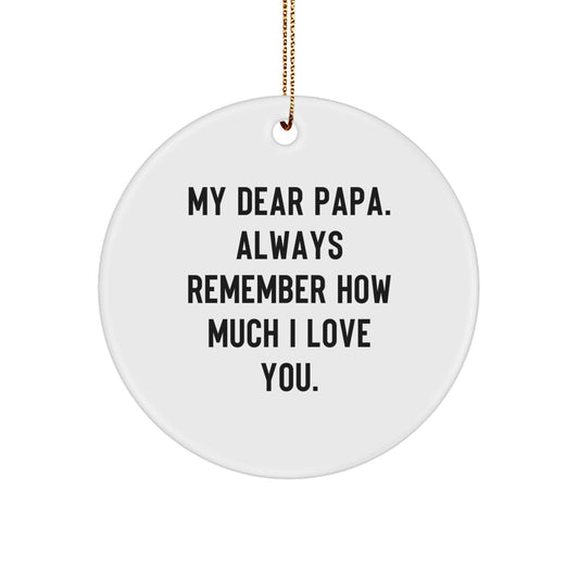 Funny Papa Circle Ornament, Gifts from Family, for Papa with My Dear Papa. Always Remember How Much I Love You. - Christmas Unique Gifts - Image 1