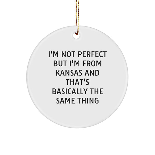 Funny Kansas Circle Ornament Gifts from Friends and Family for Christmas - Image 1