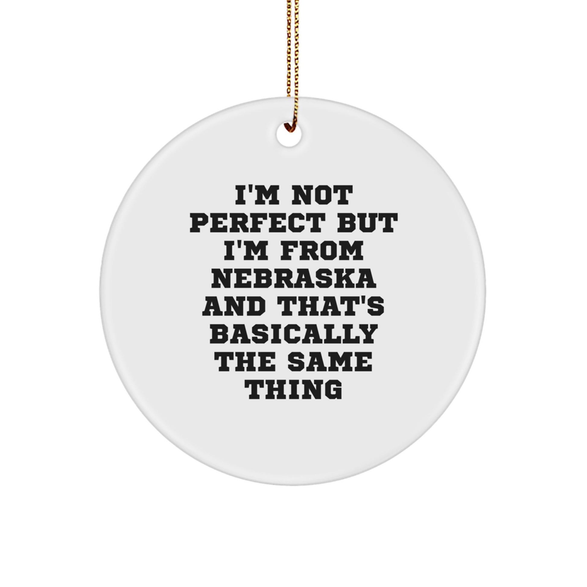 Nebraska Love Gifts from Men to Women Friends and Family, Funny Circle Ornament, White, Perfect for Christmas Unique Gifts - Image 1